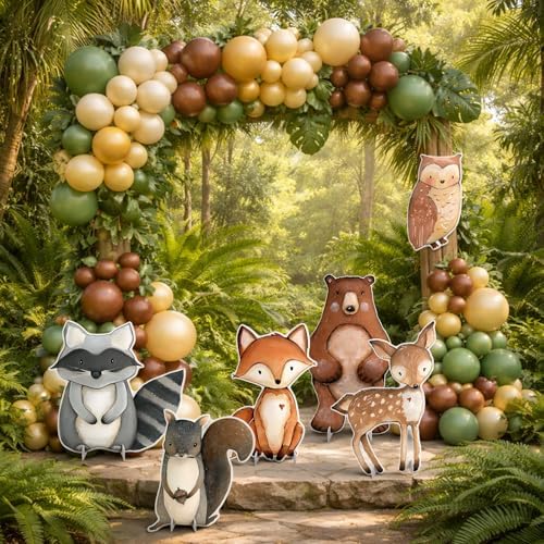 6 Pcs Large Woodland Animal Baby Shower Decoration Forest Animal Birthday Cardboard Cutouts Yard Signs for Birthday Photo Props Zoo Wild Creatures Forest Camp Jungle Party Supplies - Image 3