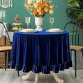 GLORY SEASON Velvet Tablecloth Luxurious Solid Round Table Cloth,Oblong Retro Farmhouse Ruffle Tablecloths Washable Table Cover for Party Wedding Baby Shower Kitchen Dinning Tabletop Decoration by GLORYSEASON