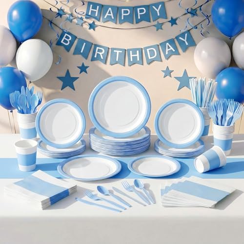 Funnymoom 452 Pcs Light Blue and White Party Decoration Supply for 50 Guest - Image 4