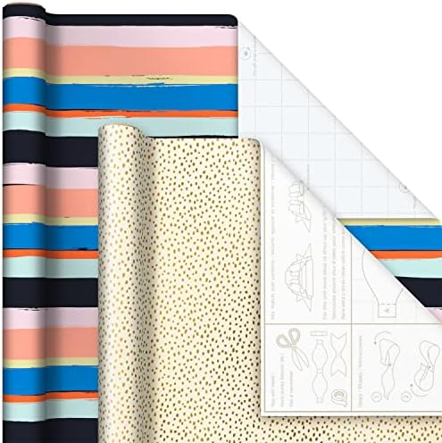 Hallmark Wrapping Paper with Cutlines on Reverse (6 Rolls: 135 Square Feet Total) Pink, Gold, Stripes, Kraft Brown, Black and White Plaid for Birthdays, Baby Showers, Bridal Showers, Mother's Day - Image 4