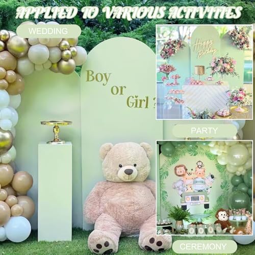 Metal Arch Stand and Cover Set,1 Sage Green Spandex Fitted Backdrop with 1 Gold Wedding Arched Stand Frame for Parties Birthday Baby Shower Bridal Banquet Decoration (7.2FT) - Image 6