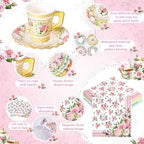 SUMMORO 180 Pcs Disposable Paper Tea Cups and Plates with Napkins, 9 OZ - Image 5