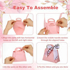 Douaowoc 36 Pcs PU Leather Purse Gift Bags with Handles Ribbon Purse Party Favor Bags for Baby Showers Birthday Wedding Candy (Pink) - Image 4