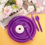 MirthMood 350Pcs Purple Plates,Party Supplies,Purple Plastic Dinnerware Set - Image 6