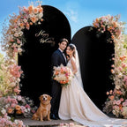 Black Arch Cover 7.2 and 6ft Black Arch Backdrop Cover Set of 2 Spandex Wedding Arch Stand Covers for Birthday Party Baby Shower Bridal Shower Wedding Ceremony Banquet Photo Background Decorations - Image 4