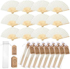 Roowest 50 Pack Paper Folding Fans Bamboo Wedding Favors, Beige by Roowest