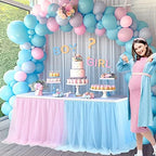 2 Pack 6ft Pink and Blue Tulle Table Skirt for Gender Reveal Tutu Table Clothes Cover for Baby Shower Boy or Girl Birthday Party Table Decorations, Gender Reveal Party Supplies - Image 3