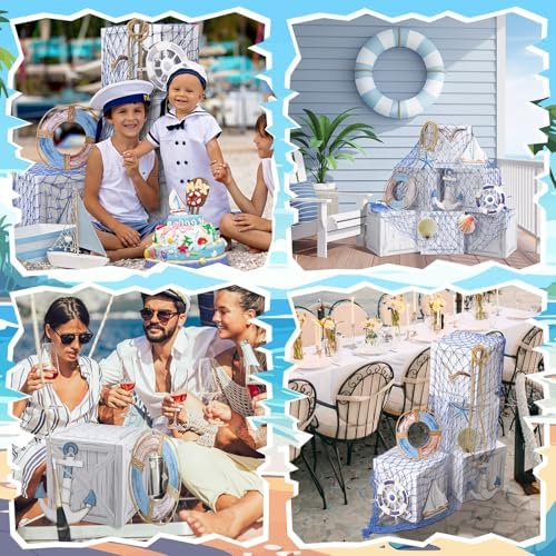 JellyArch 18 Pcs Nautical Party Decor Treasure Chest set, Blue, Nautical - Image 6