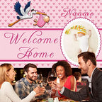 Custom Welcome Home Baby Girl Garden Flag Baby Shower Birth Announcement Family Party Newborn Gender Reveal Lawn Yard Sign Pink Stork Outdoor Decoration Burlap Banner 12.5 x 18 Inch (Pink-Baby Girl)(5x7.5ft) - Image 6