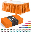 Exquisite Orange Table Skirt 12 Pack - Disposable Plastic Table Skirts for Rectangle Tables 6ft 8ft & Round Tables - 29in x 14ft Self-Adhesive Strip - Birthday Wedding Gender Reveal Decor by Exquisite