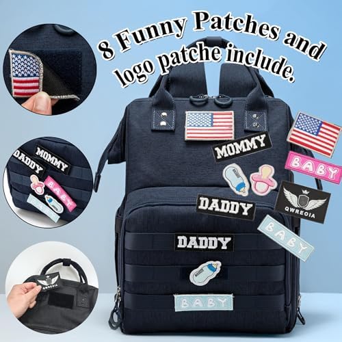 Diaper Bag Backpack for Dad and Mom with USB Charging Port Stroller Straps and Insulated Pocket,army military Travel Nappy Backpack for Daddy/Mommy (Navy) - Image 3