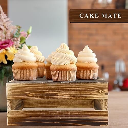 Sieral 4 Pcs Wood Cupcake Stand Dessert Display Risers,Rustic Dark Brown - Image 7