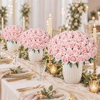 100 PCS Blush Roses Artificial Flowers, Fake Roses with Stem Realistic Silk Rose for DIY Wedding Bouquets Table Centerpieces Arrangements Baby Shower Birthday Home Decor Valentines Day Gift for Her - Image 6