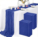 20 Packs Cheesecloth Table Runner 10FT Long Boho Gauze Fabric Table Runner Vintage Rustic Sheer Runners for Wedding Party Bridal Baby Shower Table Decorations (Royal Blue) by Lamshionow
