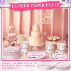 Ziliny 250 Pcs Butterfly Baby Shower Party Tableware Set a Little Butterfly Is on the Way Baby Shower Decorations Pink Purple Floral Paper Plates Napkins and Cups for 50 Guest(Cute Style) - Image 6