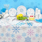 Funnymoom 452 Pcs Blue Purple Winter Snowflakes Party Supply 50, Plates set - Image 6