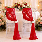 Red Chair Sashes for Wedding: 32 Pieces 8ft Long Sheer Draping Fabric – Reception Party Hotel Event Chair Decorations - Image 6