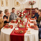 Rubtlamp 350 Pcs Plastic Dinnerware Set (50 Guests), Red And Gold Plastic Plates, Hammered Party Plates Set Include Dinner Plates, Dessert Plates, Cups, Cutlery Set And Napkins for Wedding And Party - Image 7