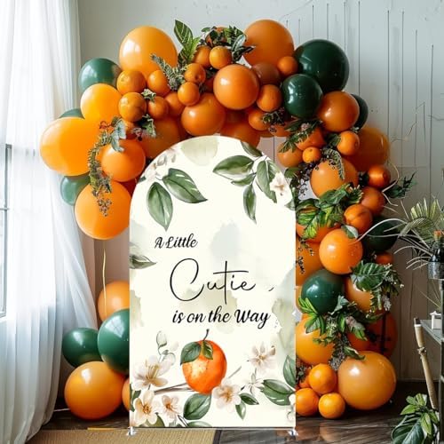 Blush Pink Floral Arch Covers Stretchy Backdrop Citrus Lemon A Little Cutie is on The Way Arch Background Baby Shower Party Decoration (6.5x3.3ft(200x100cm),GX-2892) by NIVIUS+PHOTO