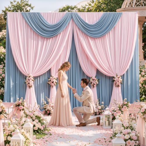 50x12 ft Light Pink Backdrop Curtains for Weddings, Birthdays and Photos - Image 2
