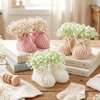 3 Set Baby Shower Booties Table Centerpiece Knitted Booties with Flowers - Image 2