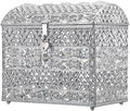 ELLDOO Crystal Wedding Card Box with Heart Lock, Vintage Money Card Box Treasure Chest Style Silver Gift for Wedding Receptions, Centerpiece Decor, Anniversary Keepsake, Gift, Small Size by ELLDOO