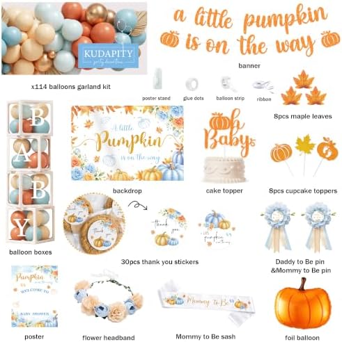 Little Pumpkin Baby Shower Decorations Boy, Fall Baby Shower Supplies Decor - Image 2