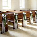 24 Sets Wedding Pew Decorations with White Long Tulle Tails Chair Sashes 8.2 ft, 24 Artificial Eucalyptus Vine 6.9 ft, 2 Rolls White Ribbon 72.2 ft for Wedding Aisle, Ceremony Party Supplies by Unknown