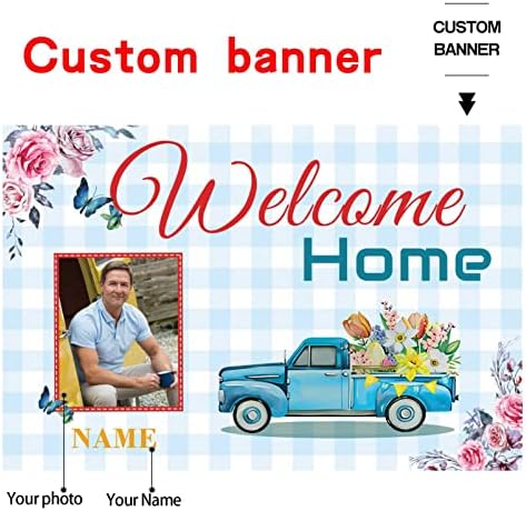 Custom Welcome Home Banner Decoration,Car Theme Welcome Back Home Yard Sign for Outdoor Decor, Military Homecoming Deployment Returning Party Supplies(5x7.5ft) - Image 2