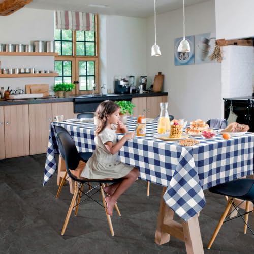 Hiasan Checkered Tablecloth, 2 Pack, 54 x 108 inch, Navy Blue and White - Image 6