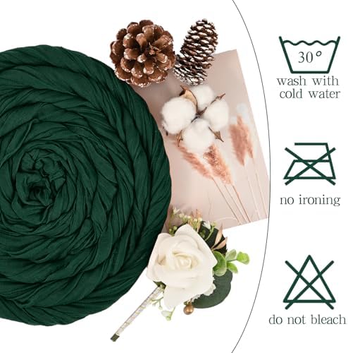 Showgeous 16 Pack Dark Green Cheesecloth Table Runner 17 x 108 Inch - Image 3