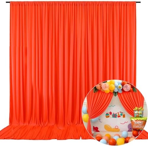 10 x 7 Feet Orange A Backdrop Curtain for Partie, Background Curtains for Photoshoot, Birthday, Wedding, Halloween, Thanksgiving, Christmas Day, New Year Party Decorations 5Ft x 7Ft, 2 Panels by ZEBMOON