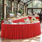 21ft Length Red Satin Table Skirt for Rectangle Tables, Wrinkle Resistant Pleated Ruffle Table Cloth Glitter Desk Skirting for Weddings Banquet Birthday Party Bridal Shower Decorations - Image 3