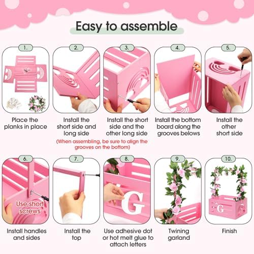 Yerliker Baby Shower Crate Closet with 26 Letters Garland, Pink - Image 4
