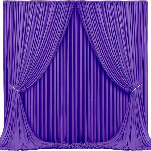 Purple Backdrop Curtains 4 Panels - Wrinkle-Free Polyester Photography Drapes for Baby Shower & Birthday Party - 16 X 10FT by WishCare