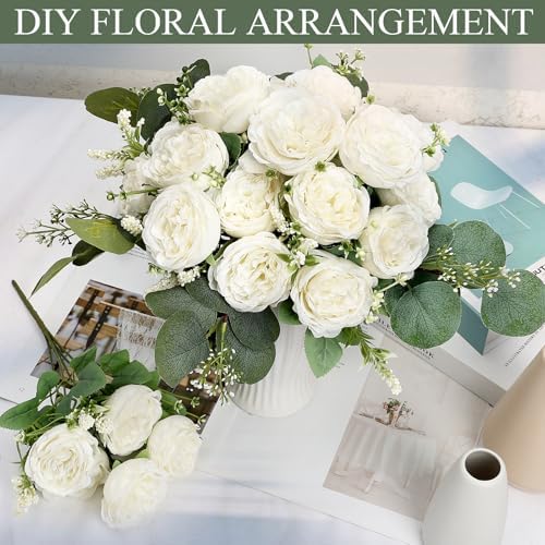 12 Bundles White Artificial Peonies Silk Flowers Bulk - Image 6