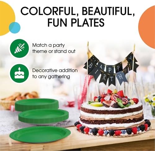 Party Solids Exquisite Emerald Green Paper Plates Disposable Heavy Duty 200 Pcs - 100-7" & 100-9" Emerald Green Disposable Plates for Party Heavy Duty 350 GSM for Birthday Supplies - Image 5