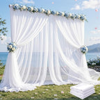 20ft×10ft Wrinkle Free White Backdrop Curtain Drapes, 4 Panels 5ftx10ft Sheer Tulle Chiffon Backdrop Panels Curtains for Wedding Baby Shower Birthday Party Stage Photo Home Decorations by Unknown