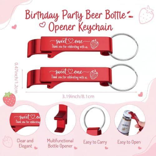 Pickmesh 25 Set Strawberry Shot Glasses Bottle Opener Keychain Baby Shower - Image 2
