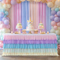 Unicorn Tablecloth Rainbow Table Skirt for Baby Shower Birthday Unicorn Party Home Decor Table Skirting 14ft by Besutolife
