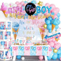 172 PCs Whats The Scoop Gender Reveal Decorations, Hombae Boy or Girl Gender Reveal Decorations Backdrop Balloon Garland Banner Tablecloth Cake Cupcake Topper Box Cutout Poster Sash Ice Cream by Hombae