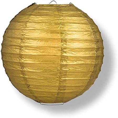 PaperLanternStore.com 12 Inch Gold Paper Lantern Remote Controlled LED Lights (10-Pack Combo Kit) - Image 4
