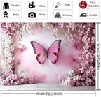 8X6ft Flower Butterfly Wall Backdrop Pink Floral Princess Girl Birthday Party Photography Background Photo Backdrop Art Wedding Banner Photo Studio Props - Image 5