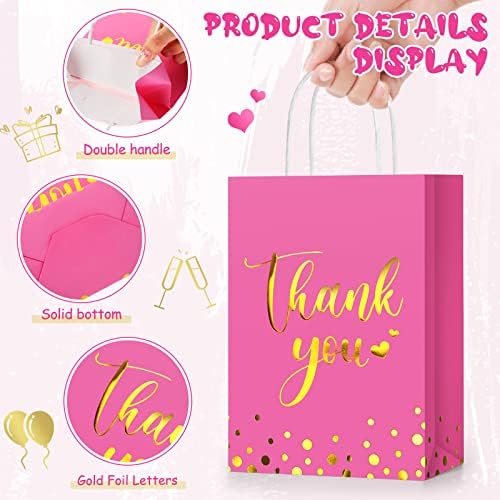 Tinlade 30 Pcs Thank You Gift Bags Small with Tissue,Rose Red - Image 5