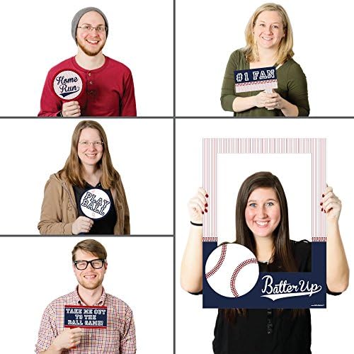 Big Dot of Happiness Batter Up - Baseball - Birthday Party or Baby Shower Selfie Photo Booth Picture Frame & Props - Printed on Sturdy Material - Image 3