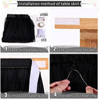QueenDream Rectangle Black Table Skirts Tulle Table Skirting 14ft Tutu Table Cover for Round Rectangle Tables Baby Shower Home Decoration - Image 5