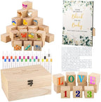 150Pcs Baby Shower Games Kit, 52 Blank Wooden Baby Shower Blocks 24 Acrylic Paint Marker 1 Wooden Sign 1 Storage Box and 72 Templates for Baby Shower Decorations by WSICSE