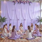 20ft×10ft Wrinkle Free Lavender Purple Backdrop Curtain Drapes, 4 Panels 5ftx10ft Sheer Tulle Chiffon Backdrop Panels Curtains for Wedding Baby Shower Birthday Party Stage Photo Home Decorations - Image 4