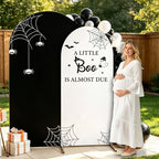 Serencatcher Halloween Baby Shower Arch Backdrop Covers 7.2FT 6FT Black - Image 2