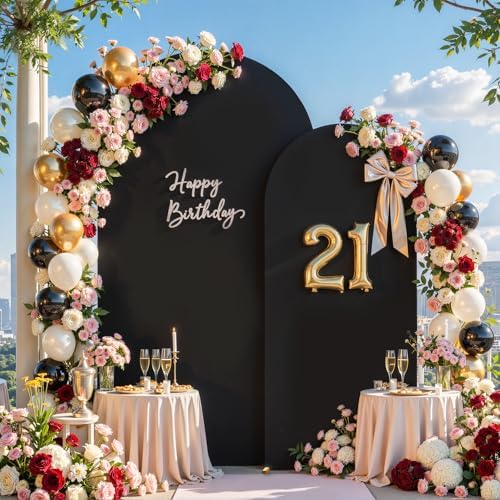 7.2FT & 6FT Arch Backdrop Cover, Black & Red Wedding Arch Covers, Spandex Arch Covers Stretchy Backdrop for Bridal Shower Baby Shower Birthday Decoration - Image 2
